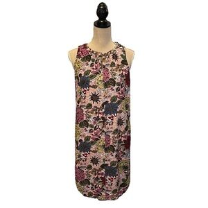 LOFT Halter Shift Dress with Multi Floral Pattern on Pink (NWOT)